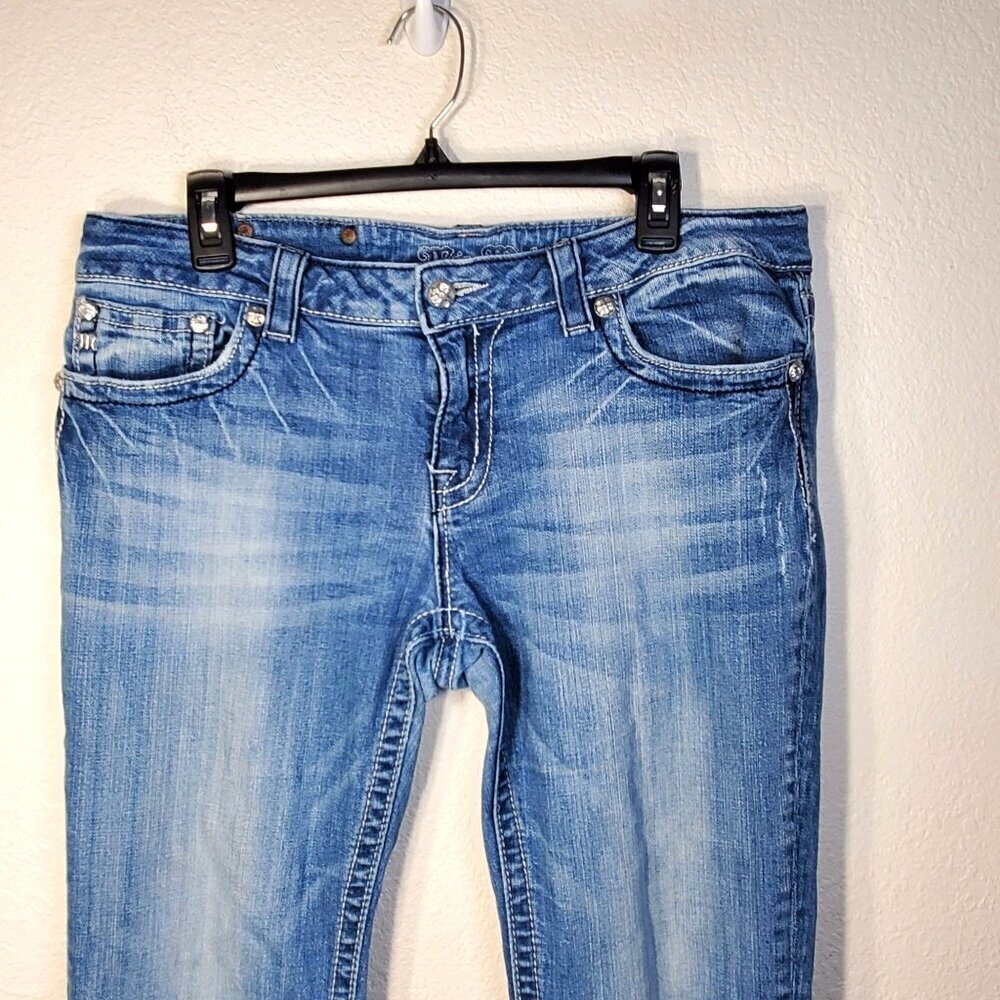 Miss Me Womens Size 29 Medium Wash Bootcut Jeans With Embellished Back Pockets - Picture 8 of 15